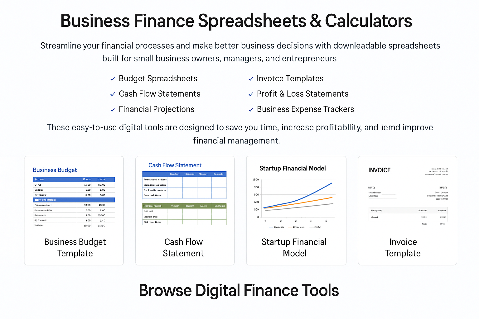Business Finance Templates & Accounting Spreadsheets