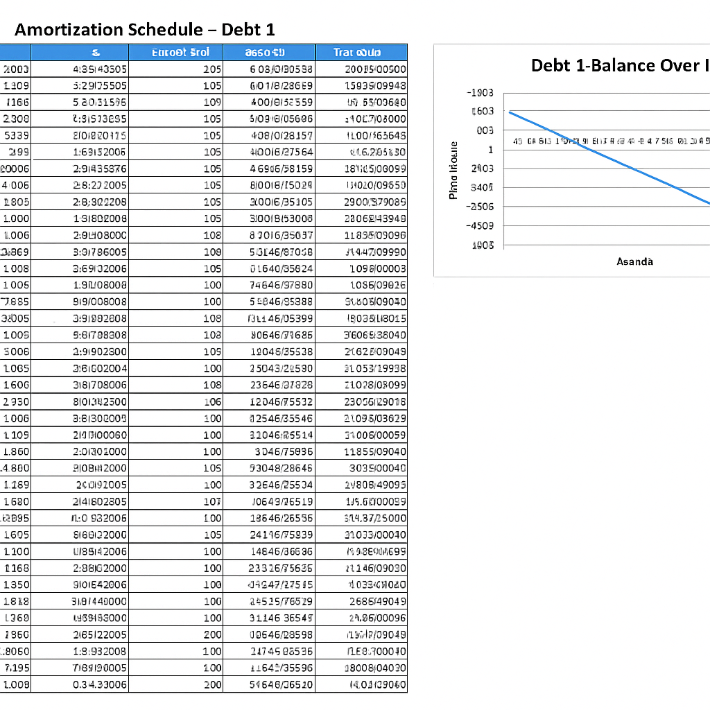 Debt snowball calculator Excel spreadsheet for debt payoff tracking and financial planning
